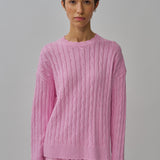 Bridget Chunky Cable-Knit Jumper in Strawberry Milk