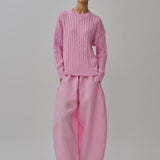 Bridget Chunky Cable-Knit Jumper in Strawberry Milk