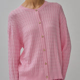 Iris Cable-Knit Cardigan in Strawberry Milk