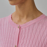 Iris Cable-Knit Cardigan in Strawberry Milk