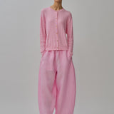 Iris Cable-Knit Cardigan in Strawberry Milk