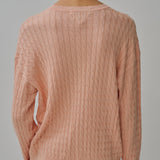 Iris Cable-Knit Cardigan in Cantaloupe