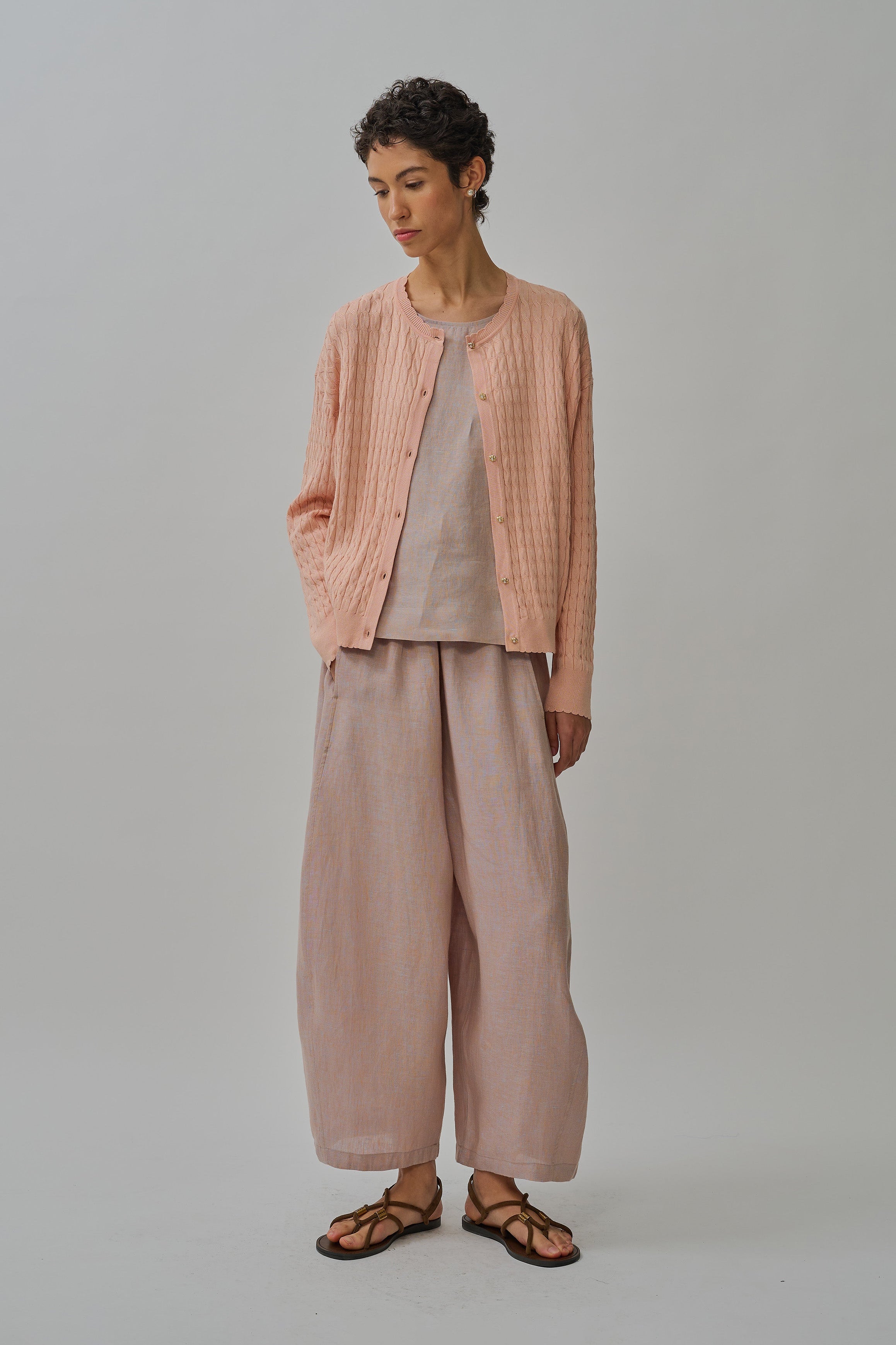 Iris Cable-Knit Cardigan in Cantaloupe