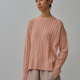 Bridget Chunky Cable-Knit Jumper in Cantaloupe