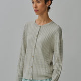 Iris Cable-Knit Cardigan in Celadon