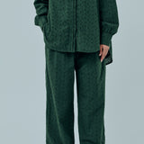 Friday Broderie Trousers in Emerald