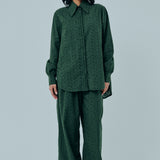 Friday Broderie Trousers in Emerald
