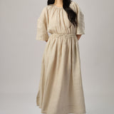 Market Linen Gingham Dress in Ecru