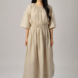 Market Linen Gingham Dress in Ecru