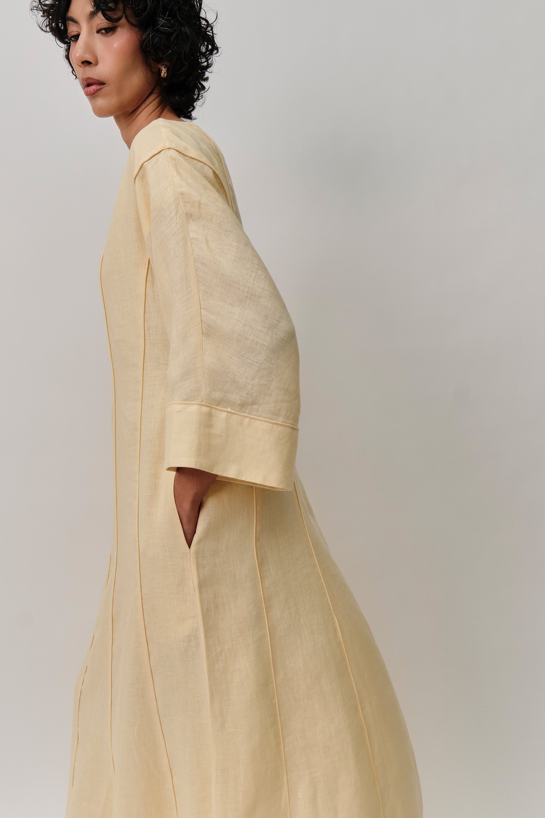 Siesta Linen Dress in Butter