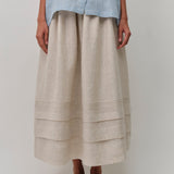 Studio Pleated Linen Skirt in Oat