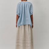 Studio Pleated Linen Skirt in Oat