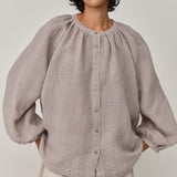 Lake Long Sleeve Linen Shirt in Pebble