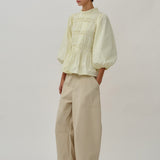 Claudia Poplin Blouse in Yellow